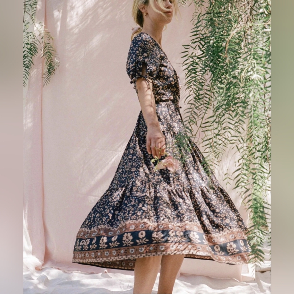 Christy Dawn Navy Floral Midi Dress